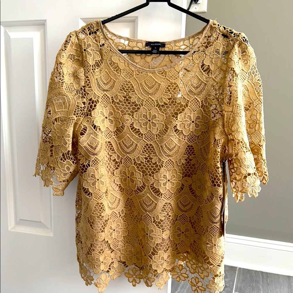 Halogen lace top with built in camisole
